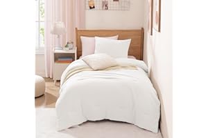 WRENSONGE Twin/Twin XL Comforter Set for Girls Boys Teens, 1 White Comforter & 1 Pillow Sham, Soft Lightweight Kids Comforter Sets for All Seasons Dorm Bedding