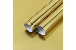 Timeet Gold Self Adhesive Wallpaper 17.7”X 118” Metallic Gold Contact Paper Metal Look Self Adhesive Peel and Stick Wallpaper Waterproof Wall Paper DIY Decor Shelf Liner Covering