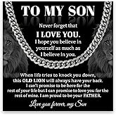 To My Son Necklace Cuban Chain, Sons Necklaces From Mom And Dad, Son Gifts From Father, Graduation Christmas Wedding Anniversary Birthday Necklace For Sons From Mother