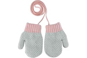 PENINSULA LOVE Toddler Winter Thermal Gloves Warm Knit Mittens Baby String Plush Gloves 1-3Year