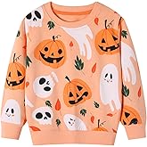 HILEELANG Girl Sweatshirts Halloween Christmas Crewneck Long Sleeve Pullover Cotton Graphic Top Sweater Shirts