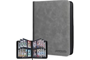 JoyHood Top Loader Binder, Holds 112 Top Loaders, 4 Slot Trading Cards Collection Binder with Sleeves, Top Loader Storage Holder for Sports Card, Grey