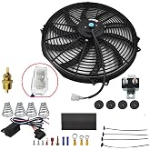 Thomletha 16" Electric Radiator Cooling Fan 3000CFM Kit | Thermostat Wiring Switch Relay Kit Included, 12V