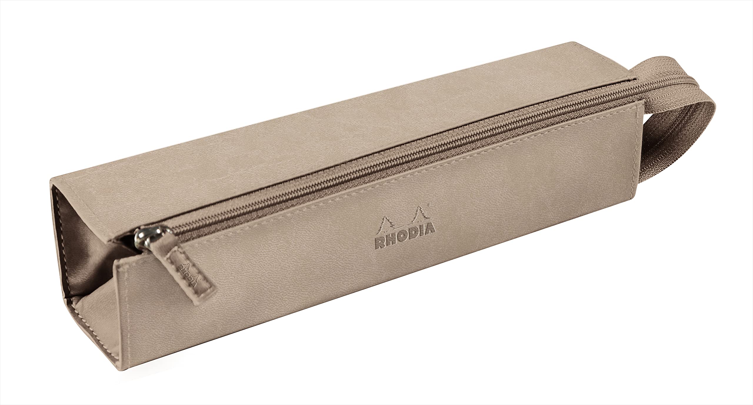 RHODIA 319015C - Pencil case Rhodiarama Beige - 23x5x5 cm - Flat opening for use as a pencil case - Faux leather - Storage for pens, pencils, markers, small supplies