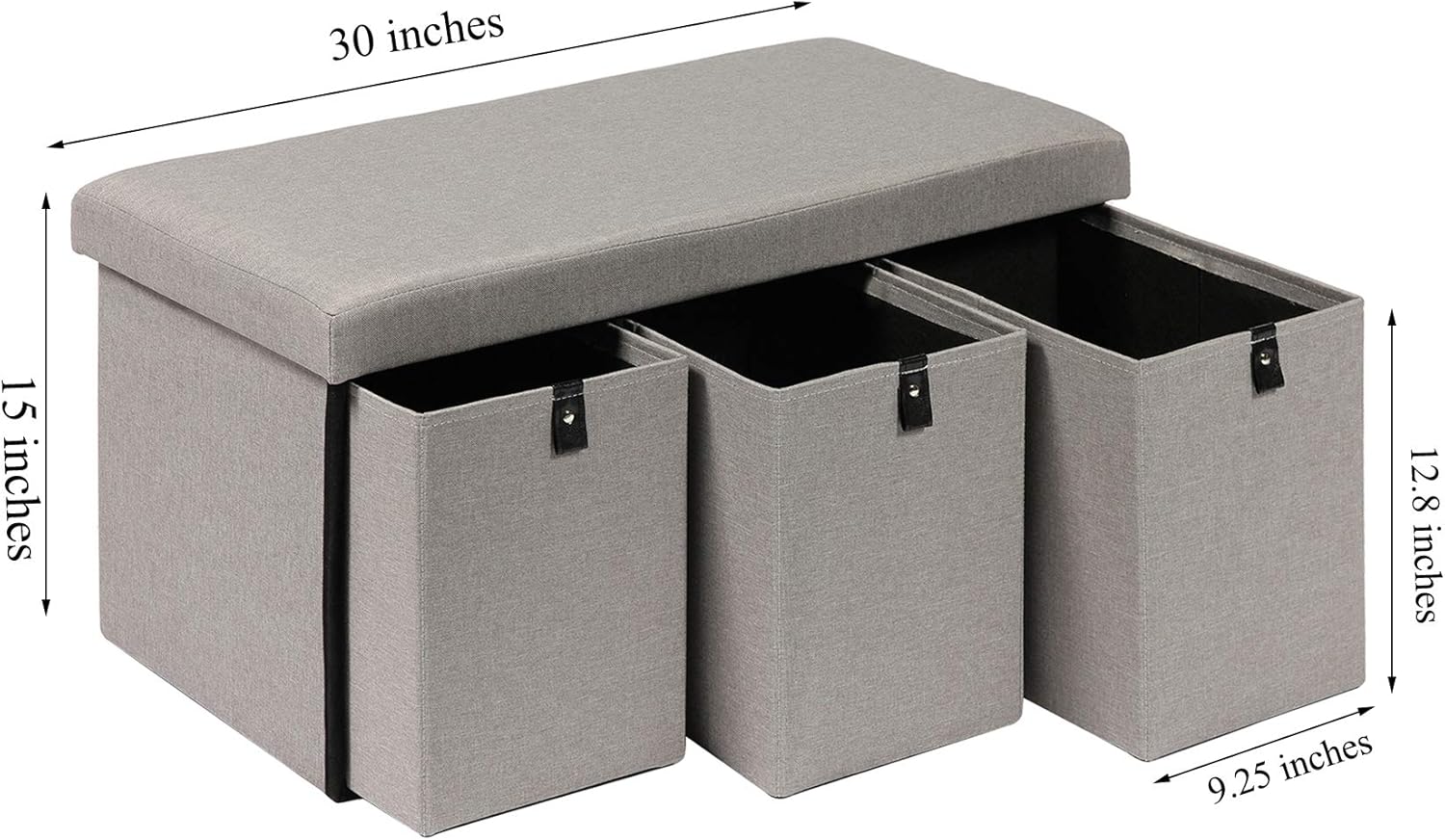 B FSOBEIIALEO Ottoman with Drawers, Folding Storage Ottoman Cube Foot Rest Stool Shoes Bench Linen 30″x15″x15″: Furniture & Decor