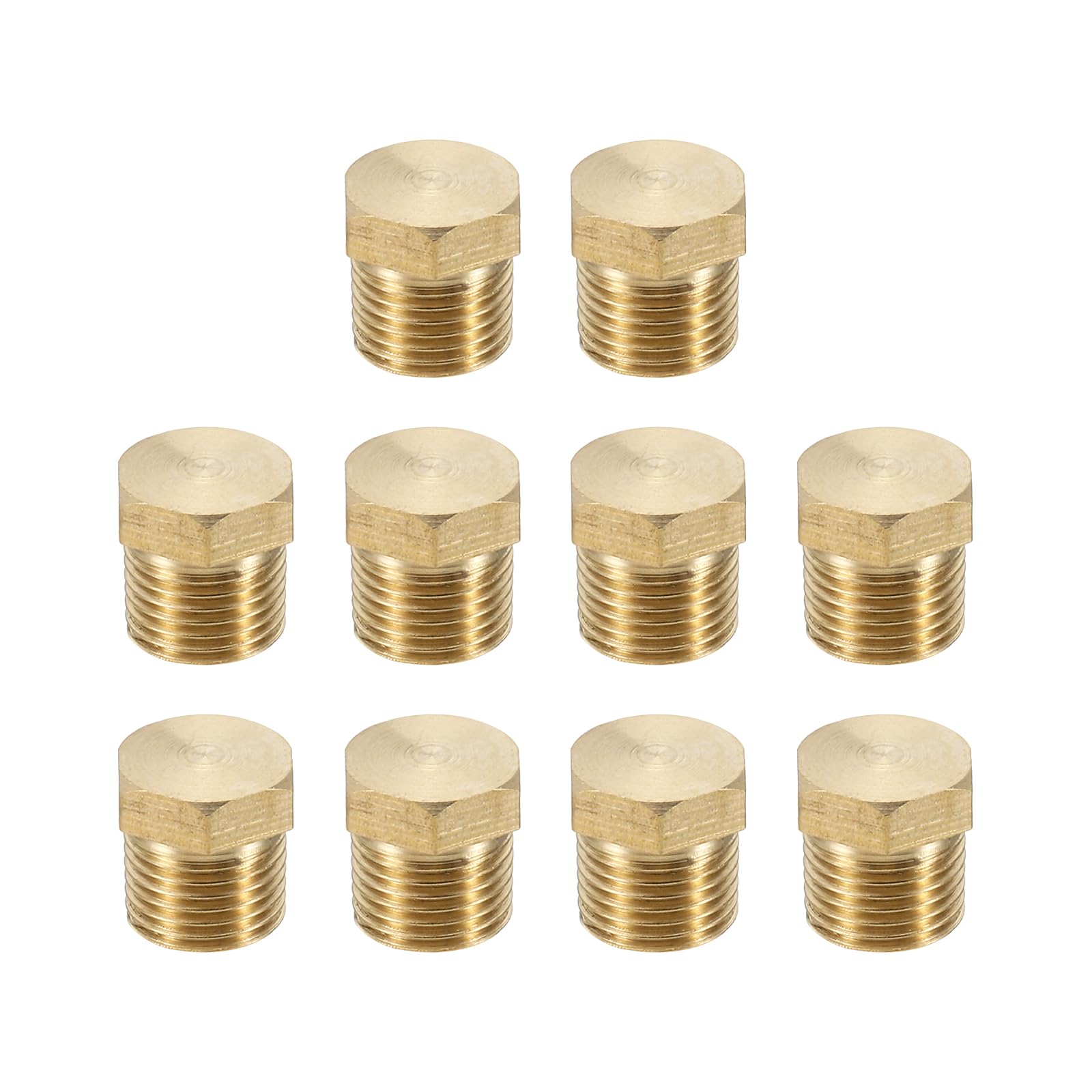 PATIKIL G1/8 Brass Pipe Plug, 10pcs Male External Thread Hex Garden Hose End Cap Socket Plugs Pipe Fitting for Oil Water Hydraulic Pipeline