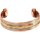 Touchstone Handcrafted Copper Bracelet Hand Forged with Solid and High Gauge Tibetan Style Engraved Cuff Jewelry For Women Men
