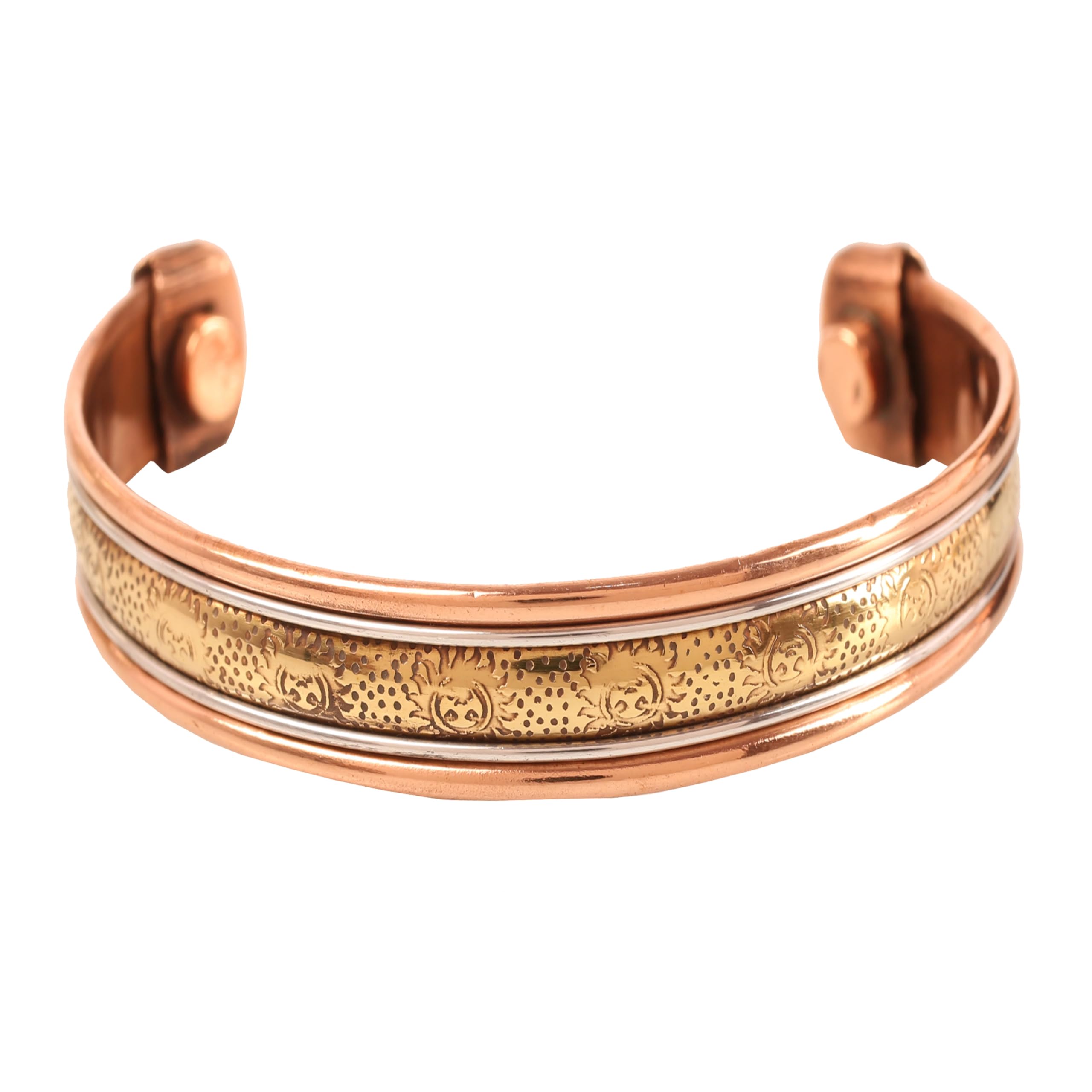 Touchstone handcrafted magnetic copper bracelet. Hand forged with solid and high gauge Tibetan style engraved cuff pure copper jewelry for women men. Sun Inspired
