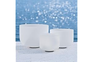 ARTIST UNKNOWN 440HZ Sound Healing 8''-12'' Set of 3 Crystal Singing Bowls 8'' A 10'' C 12'' F