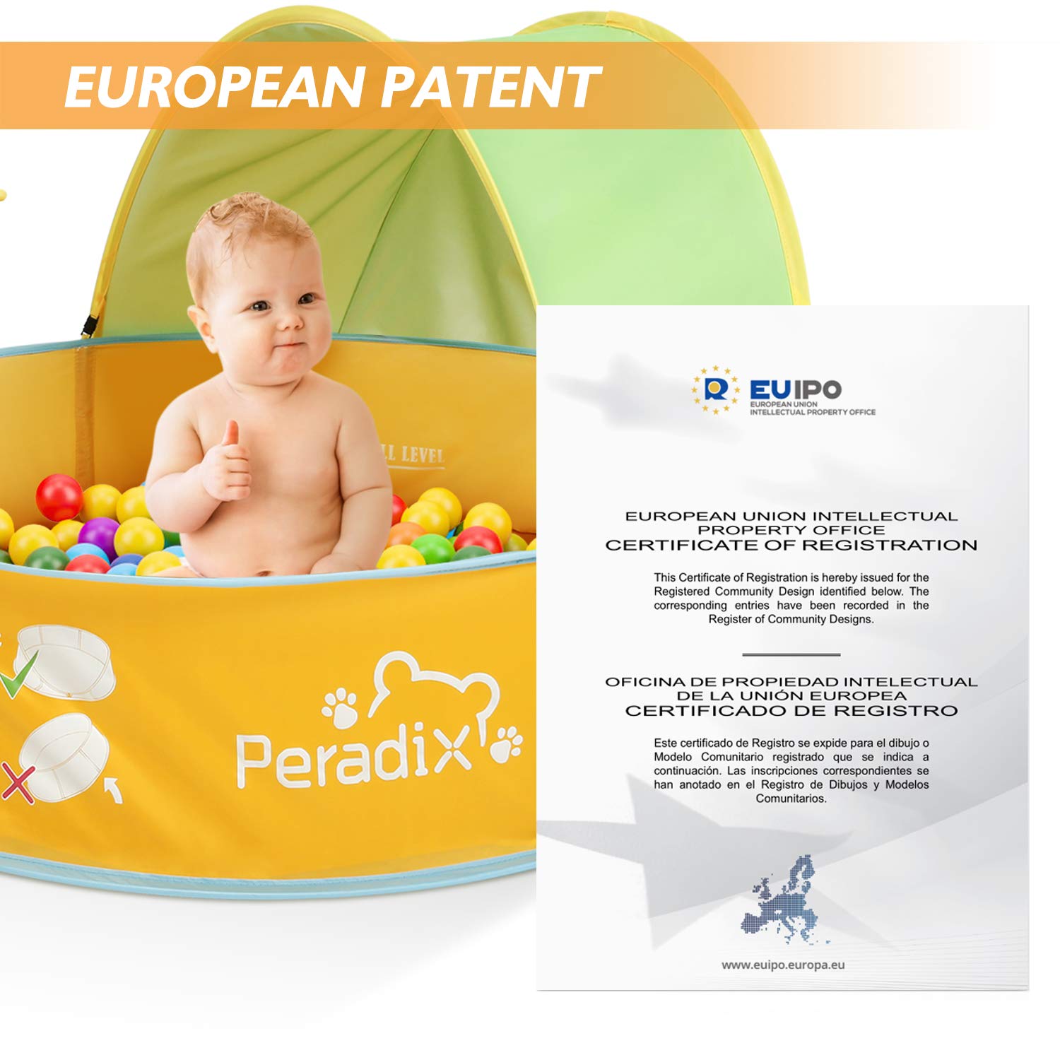 Peradix Kids Ball Pit Play Tent / Water Swim Pool 2 in 1 , Toddler Pop Up Tent With Basketball Hoop and Zippered Storage Bag For Baby/Children Indoor / Outdoor/Garden