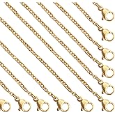 24 Pcs 22" 2mm Stainless Steel Necklace Link Cable Chain Lobster Clasp Bulk for DIY Jewelry Making Supplies Accessories Brand: Lezam (Gold, 22 inches)