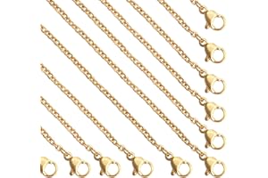 LEZAM 24 Pcs 18" 2mm Gold Stainless Steel Necklace Link Cable Chain Lobster Clasp Bulk for DIY Jewelry Making Supplies Accessories