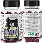 Wild Foods Kids Calm Gummies - Ashwagandha Gummies for Kids w/GABA, L-Theanine, Lemon Balm & Charmomile - Support Natural Relaxation, Stress Relief & Sleep, for Children 4+, Berry Flavor, 60 Count