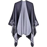 Lncropo Women's Shawls Wraps Winter Open Front Poncho Cape Oversized Cardigan Sweater