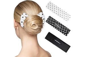 PMRXSETD 3 Pieces Deft Hair Bun Maker for Twister - Lazy Hair Curler Deft Bun Fashionable Colors Bow Maker, Cute French Twist Easy Bun Hair Bun Maker for Women & Girls Hairstyle (Black, Polka Dots)