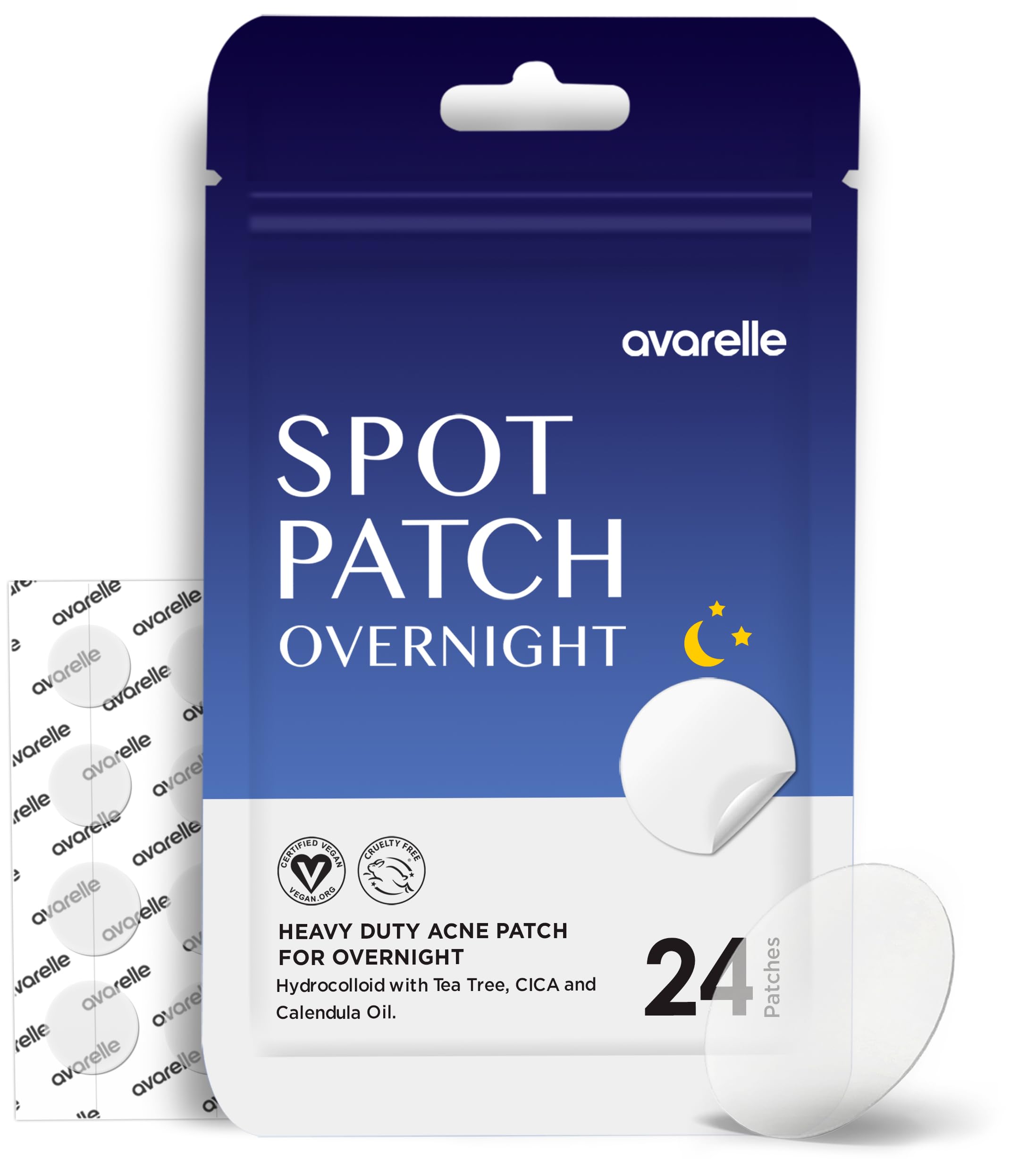Avarelle Pimple Patches - 24 PM Overnignt Vegan and Cruelty Free Thick Hydrocolloid Cover Patches