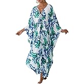 cthseie Women Animal Print Kaftan Dresses Plus Size Swimsuit Coverup 2025 Summer Bathing Suit Caftan Loungewear Beach Dress