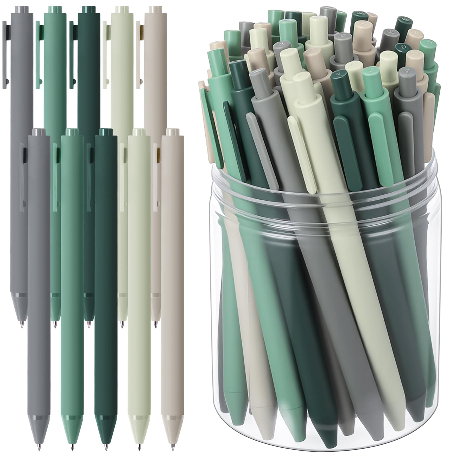 Photo 1 of Crtiin 50 Pcs Gel Ink Pens Bulk Black Ink, Smooth Writing Cute Colorful Pens for Back to School First Day of School Teacher Student Server Office Supplies Staff Party Favor Gifts (Green Series)