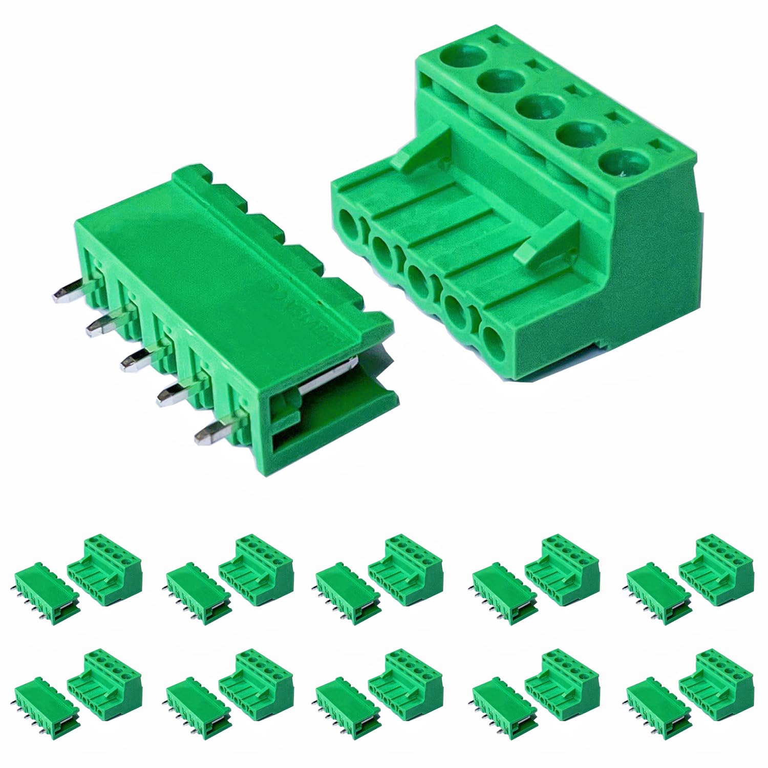 Photo 1 of 10 Set 5 Pin 5.08mm Pitch PCB Mount Screw Terminal Block Connector Male Female Straight Plug-in Phoenix Plug