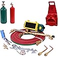 Portable Oxy Torch Kit - Professional Oxygen & Acetylene Tanks, Brass Nozzle Welding & Cutting Torch with Gauge