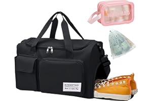 Gym Bag Womens Men with Shoes Compartment and Wet Pocket, Lightweight Foldable Travel Duffel Bag Sport Gym Tote Bags Weekend 