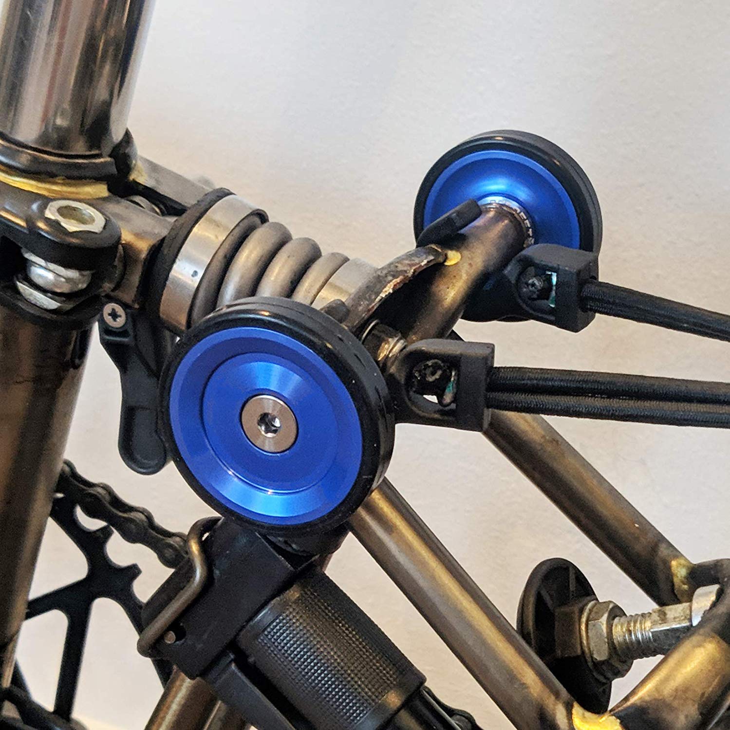 ACEOFFIX For BROMPTON 45mm Lightweight Easy Wheels + Titanium Bolts in Bronze BLUE