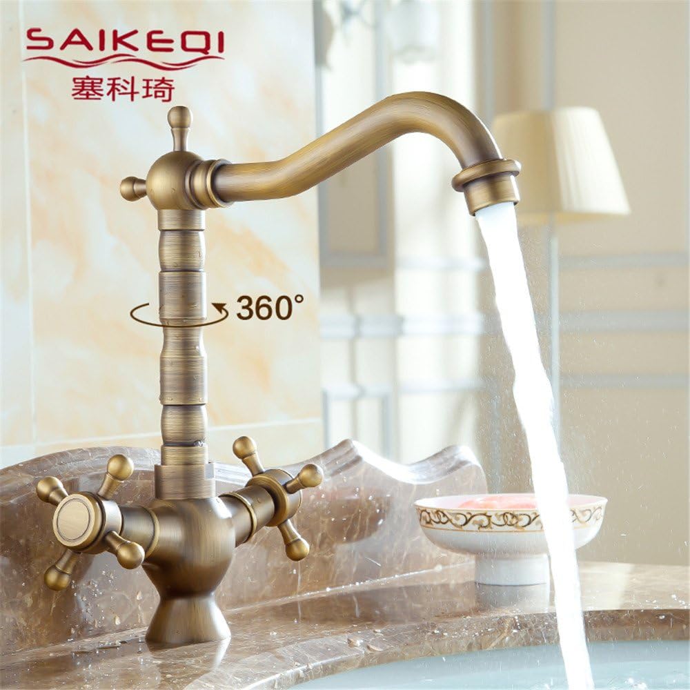 SJIN Full copper retro faucet basin faucet kitchen faucet retro faucet bathroom cabinet faucet