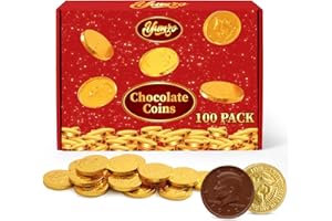 YUMZO Gold Chocolate Coins, 100 Pack of Gold Chocolate Coins Bulk, Ideal Coin Candy for Themed Parties, Events and Celebrations, Perfect for Gift Bags and Festive Decorations Christmas and st patricks day.