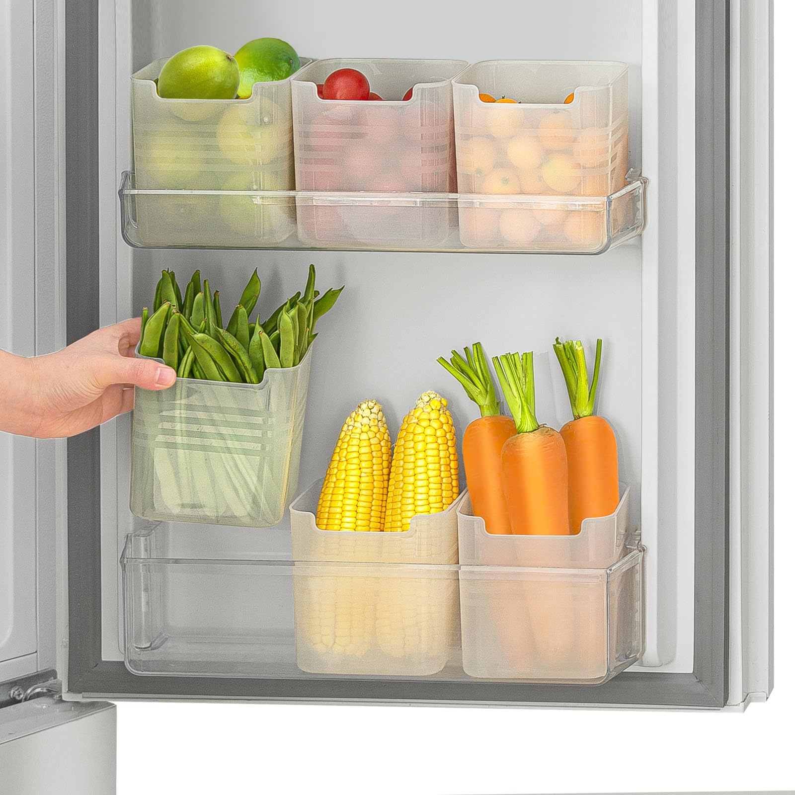 Photo 1 of Poeland Refrigerator Organizer Box, Fridge Side Door Storage Containers Plastic Translucent Pack of 6