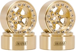 INJORA 1.3" Beadlock Wheel Brass -5.25mm Offset Rims for SCX24 TRX4M 1/24 1/18 RC Crawlers Upgrade(W1310)