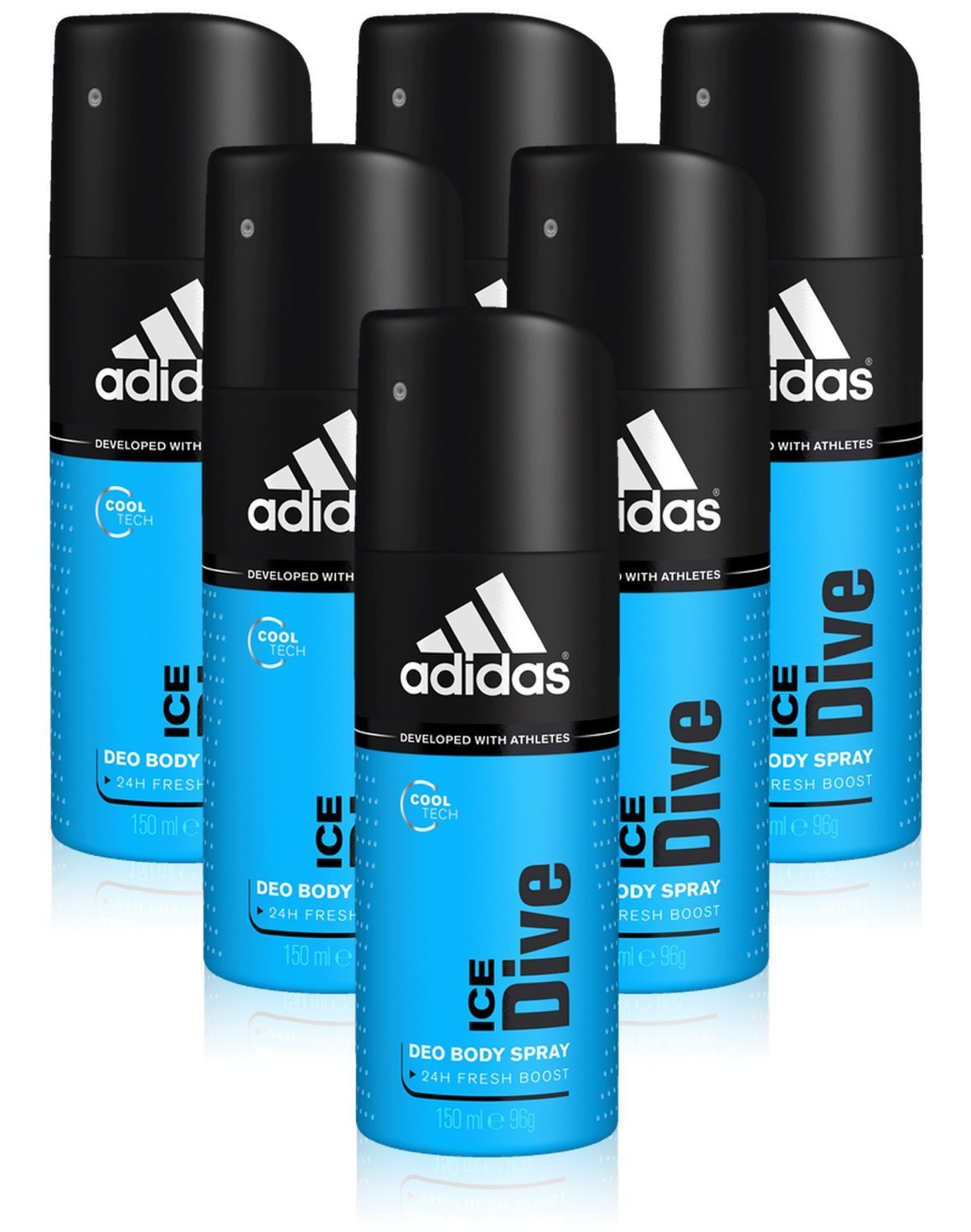 6x Adidas ICE DIVE Mens Deodorant 48H BODY SPRAY 150ml *SAME DAY