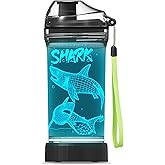 YuanDian Shark Gifts, Light Up Kids Water Bottle with 3D Ocean Animal Shark Design- 14 OZ Tritan BPA Free - Cool Drinking Cups Gift for School Kids Baby Boy Girl Child Christmas Holiday