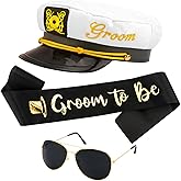 KICOSY Groom Captain Hat, Groom to Be Sash & Sunglasses Set - Ideal for Bachelor Party, Wedding Day, Cruise Celebrations & Pre - Wedding Photoshoot