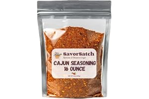 SavorSatch Cajun Seasoning - 16 Ounce Resealable Pouch | Bulk Pack | Kosher, Non-GMO, MSG Free, Bayou, Authentic Louisiana Flavor, Southern Cooking, Flavorful Blend, Grilling, All-Purpose Seasoning for Meat, Seafood, Southern Dishes, Buffalo Wings - One Pound | For Restaurants, Commercial Kitchens, Cooking Enthusiasts, Bulk Ingredients - 1 Pound (Pack of 1)