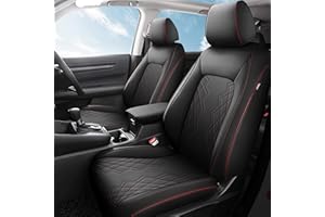 FREESOO Custom Fit CRV Seat Covers - Car Seat Covers Full Set for CRV 2023 2024 2025 EX-L/EX/LX/Sport/Touring/Hybrid - Luxury Waterproof Leather Automotive Seat Covers for SUV - Black&Red