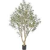 Nafresh Majestic Faux Olive Tree 6ft – Artificial Olive Tree Indoor & Outdoor with Lifelike Leaves & Textured Branches for Living Room, Office, Entryway,Patio