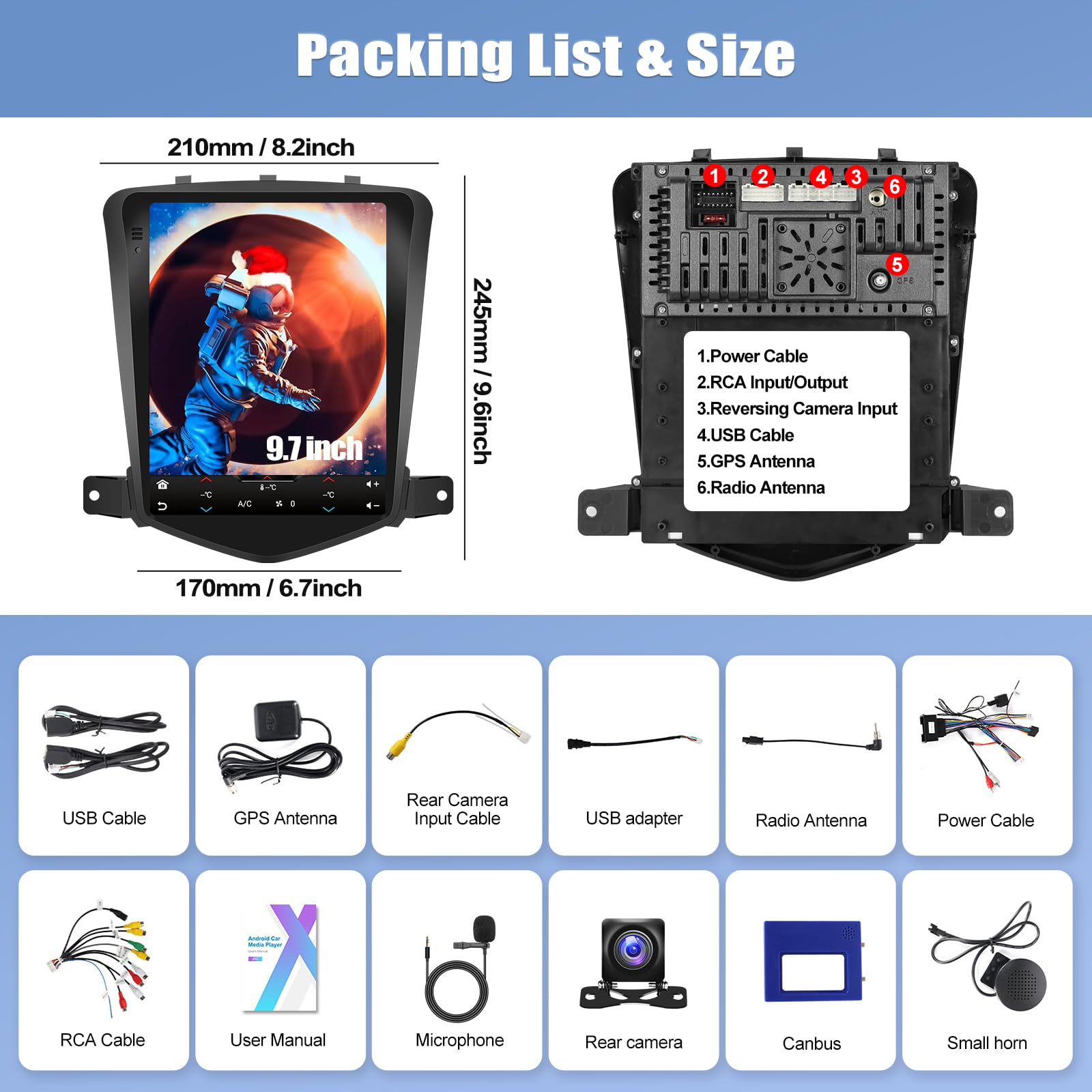 2G+64G Car Radio for Chevrolet Chevy Cruze 2010-2015 with Wireless CarPlay Android Auto 9