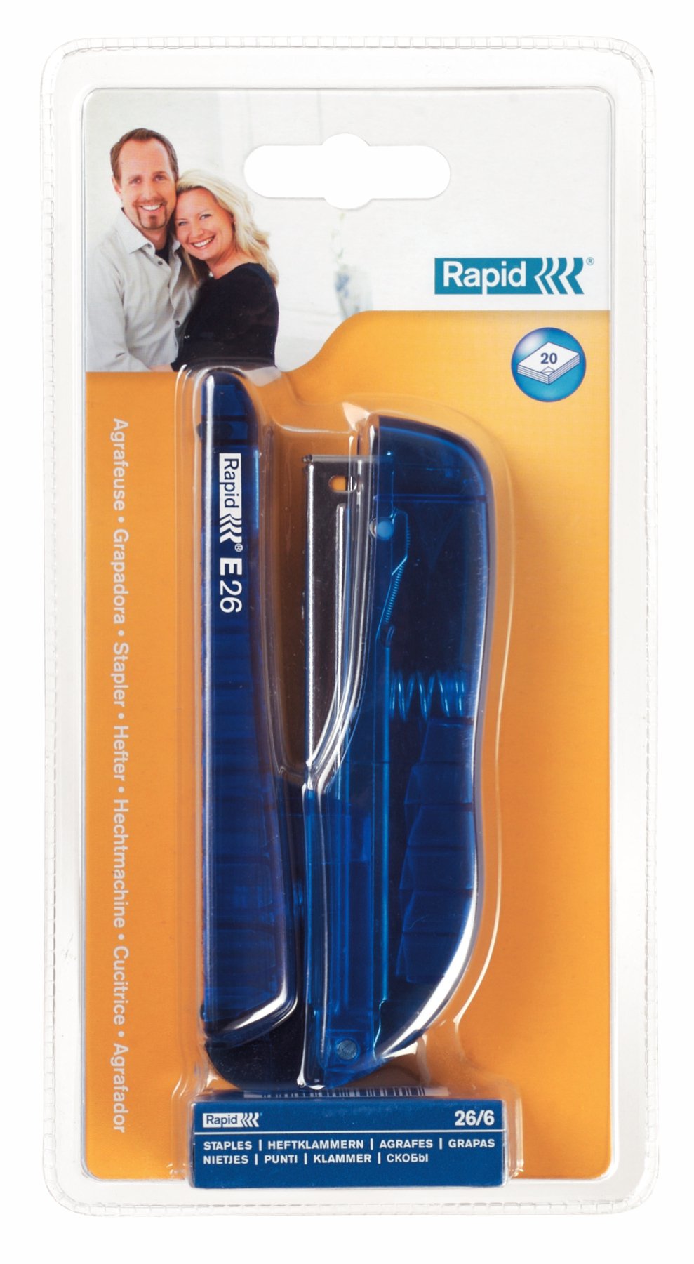 Rapid E26 Economy Desktop Stapler with Staples - Sea Blue