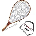 Goture Wooden Fly Fishing Net, Trout Landing Net, Soft Rubber Fly Fishing Landing Net for Trout Bass Catch and Release, Fishing Nets with Wooden Handle Frame