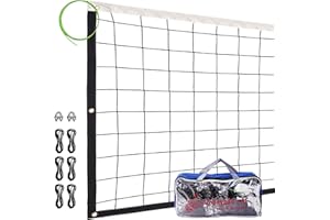 NQV Volleyball Net Replacement with Steel Cable for Outdoor Indoor Backyard Beach, 32FTx3FT Professional Portable Volleyball Net (Net Only)