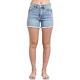 Judy Blue High Waist Tummy Control Light Wash Fray Hem Shorts