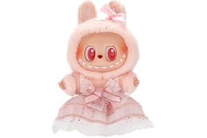 ALTRJO Designed for Labubu Clothes, Adorable Chic Dress Set for 17cm Labubu Dolls, Doll Clothes for Labubu Accessories (NO Doll) (Pink Skirt + Hairband)