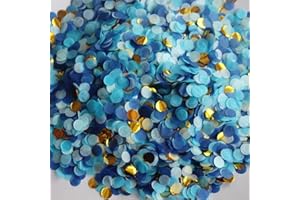 JHERE Small Circle Confetti for Party Decor 10mm - Pack of 20 Grams - Blue Gold