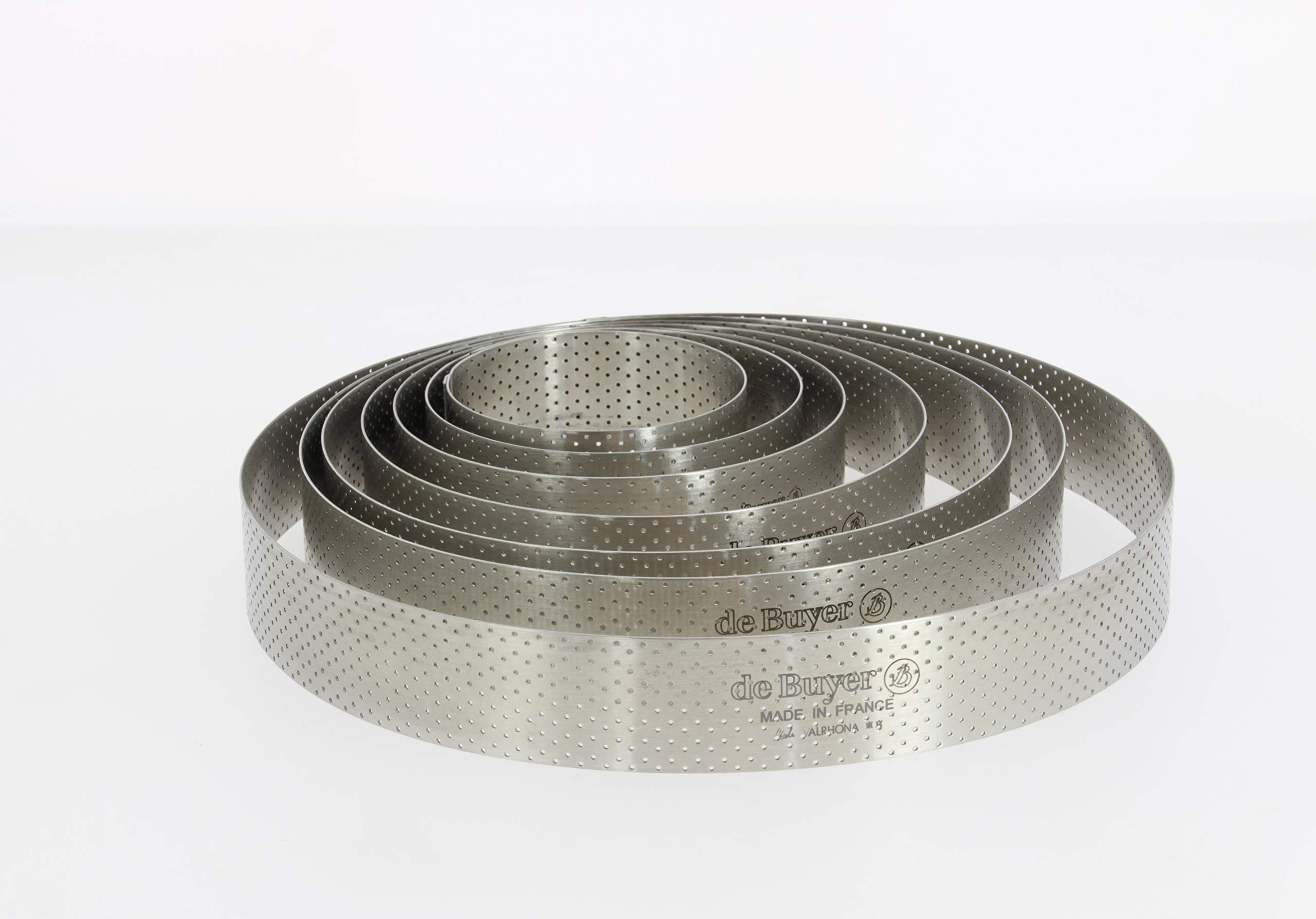 De Buyer Perforated Stainless Steel Straight Tart Ring - 65x35mm