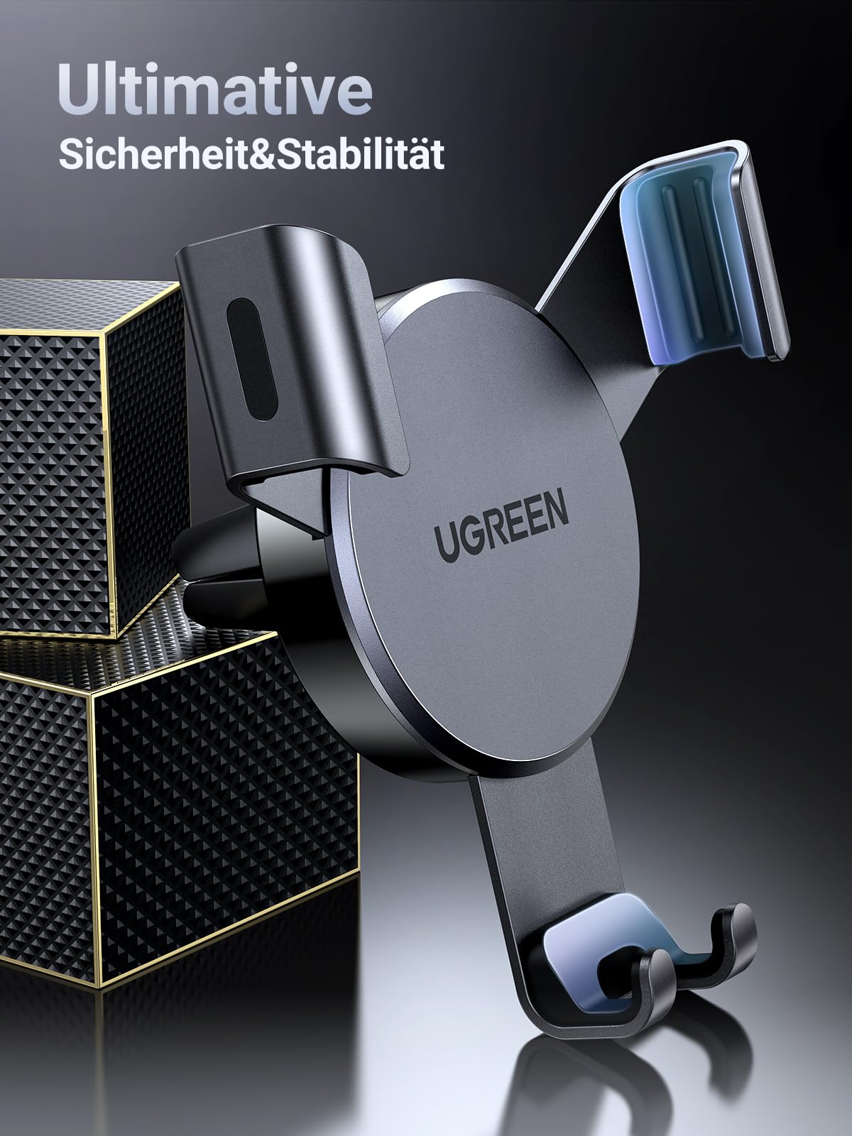 UGREEN Handyhalterung Auto PKW Lüftung Schwerkraft bis 7,2 Zoll (Schwarz) 7