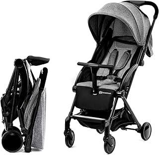 Kinderkraft Kinderwagen PILOT, Liegebuggy, Sportwagen, Innovatives Klappsystem, Kleine Maße nach Zusammenklappen, Zentralbremse Tragegurt, Drehbare Vorderräder, Grau