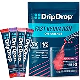 DripDrop Hydration Packets - Juicy Variety Pack - Single Serve Electrolytes Powder Drink Mix - Grape, Fruit Punch, Strawberry Lemonade, Cherry - Non-GMO, Gluten Free, Vegan - 16 Sticks