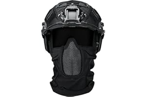 Guayma Airsoft Tactical Fast Helmet with Mesh Mask Headgear, PJ Type Paintbal Helmet with NVG Mount for Outdoor Sports CS Game