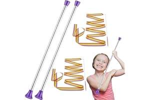 Charniol 4 Pack Twirling Baton 21 Inch Band Marching Baton Stainless Steel Conductors Metal Gymnastics Parade Stick Dance Ribbon Streamer for Kid Girl