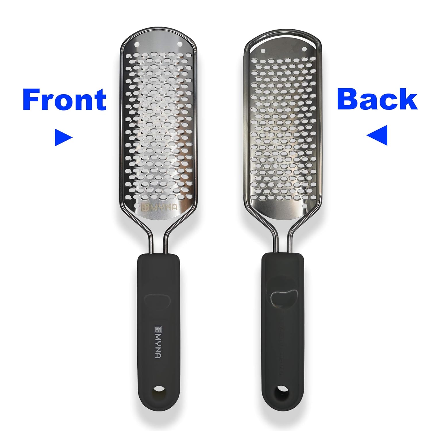 Stainless Steel Callus Remover Foot File Colossal Foot Scraper Foot Scrubber for pedicure kit professional Foot spa and Dead Skin Cracked Skin Corns Removal with Extra Blade Replacement - MyNa (Black) : Beauty